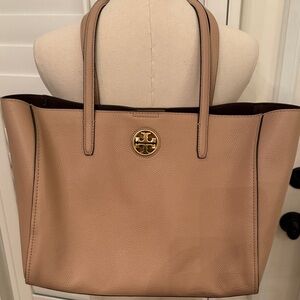 Tory Burch Beige Leather Tote Bag Purse